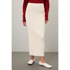 Cream knit (100% Polyester). Pencil. Pull on. Imported. Casual Beige Ribbed Skirt, Elegant Relaxed Knit Skirt, Elegant Knit Relaxed Skirt, Elegant Beige Knit Skirt, Elegant Beige Ribbed Skirt, Fitted Knit Skirt With Lining, Chic Knit Skirt With Lined Detail, Chic Knit Skirt With Lined Skirt, White Knit Skirt For Fall