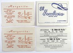 three old business cards from the 1950's