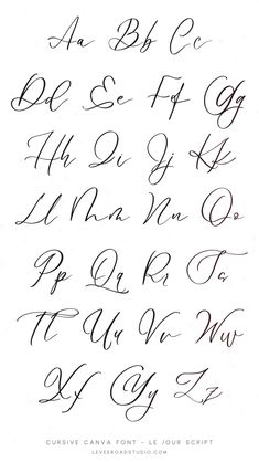 the cursive font is shown in black ink