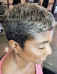 Grey Pixie Hair, Hair Color Grey Silver, Grey Hairstyle, Tapered Natural Hair Cut, Gray Pixie, Relaxed Hairstyles, Pepper Hair, Grey Hair Looks