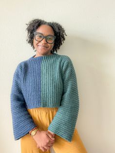 The Split Stitch Sweater is the ULTIMATE layering piece those in-between weather days. This is an amazing beginner crochet pattern that would also be fun for the advanced crocheter to complete. The Split Stitch Sweater can be made cropped as I did or longer if you choose! You can also choose to make it short-sleeved, feel free to get as creative as you like. As a southern crafter, Winter comes and goes FREQUENTLY! This is the perfect sweater for those unexpected chilly days.   This design covers Crochet Tapestry Sweater, Crop Sweater Crochet Pattern, Easy Crochet Sweater Pattern Free, Crochet Pullover Sweater Pattern, Tunisian Crochet Sweater, Pullover Sweaters Pattern, Split Stitch, Crochet Sweater Pattern, Pull Crochet