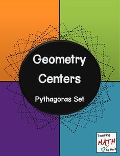 a book cover with four different colored squares and the words'geometric centers'in black