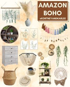 an advertisement for the amazon boho kortneyndaka lee store with lots of items