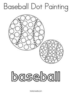 baseball dot painting worksheet for kids to color and practice their skills on the field