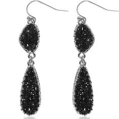 PRICES MAY VARY. STYLISH DESIGN - These bohemian crystal ear dangles feature two sparkly teardrop shaped simulated druzies. They are the perfect pair of chandelier dangly earrings for everyday or to add sparkle to any formal, wedding bride, bridal, or bridesmaid look. The trendy dangling glitter pendants make a statement with a unique textured appearance. SUPERIOR QUALITY - Every detail has been fine-tuned for maximum quality, longevity, and comfort. Approximate Measurements: 2.25 inch. Acrylic Silver Dangle Earrings, Bohemian Crystal, Hanging Earrings, Boho Bridal, Dangly Earrings, Birthstone Earring, Raw Gemstones, Silver Earrings Dangle, Long Earrings