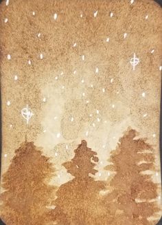 a painting of trees and stars in the sky