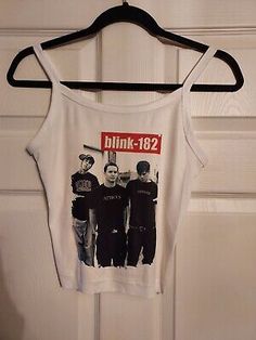 Blink 182 Crop top Vintage Tour  Design Blink 182 shirt Blink 182  Tank top   | eBay Blink 182 Wedding, Y2k Style Tops For Spring Concert, Crew Neck Tank Top For Spring Concert, White Fitted Punk Top, White Fitted Punk Style Tops, Y2k Sleeveless Tops For Concerts, Summer Concert Crew Neck Top, Punk Tops For Concerts In Spring, Punk Style Tops For Concerts In Spring