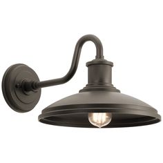 an outdoor wall light with a black metal finish