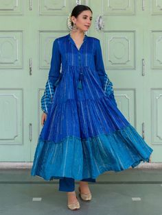 Buy Royal Blue Chanderi Blend Suit- Set or 3 | MY/RB/04/MYAR5 Indian Heritage, New Launch, Suit Set, Ethnic Wear, Loom, Trendy Outfits, Royal Blue, Product Launch, Festival