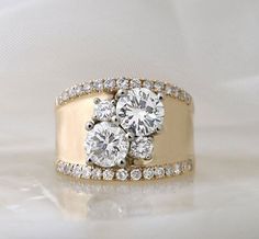 Trending Wedding Rings 2024, Contemporary Wedding Ring, Funky Diamond Rings, 5 Stone Anniversary Band, Anniversary Rings 30 Years, 3 Band Wedding Ring, Jewelry Redesign Before And After, Divorce Ring Redesign, Solitaire Engagement Ring With Band