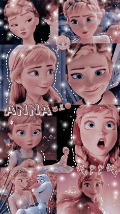 the faces of frozen princesses are shown in this collage