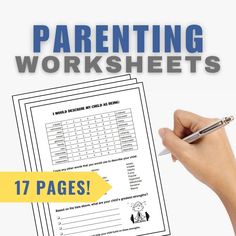 a hand holding a pen over a worksheet with the words parent and child on it