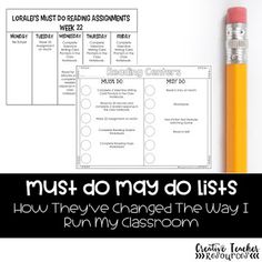 two worksheets with the words must do may do lists and a pencil next to them