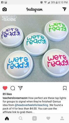 four buttons that say we're ready on them