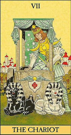 a tarot card with an image of a woman sitting in a chair