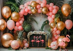 Summer Tropical Flamingo Balloon Arch Backdrop - Gatsby Backdrop Tropical Portrait, Tropical Balloons, Balloon Arch Backdrop, Arch Photography, Flamingo Balloons, Balloons Arch, Background Studio, Flamingo Tropical, Arch Backdrop