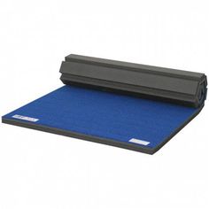 a blue mat that is laying on top of it