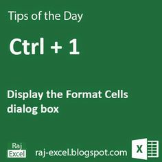 a green background with the text tips of the day ctrl - 1 display the format cells dialog box