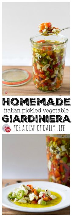 homemade italian pickled vegetable garnished with herbs for a dish of daily life