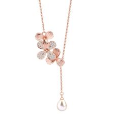 PRICES MAY VARY. This elegant orchid flower necklace bracelet features 3 cascading orchid flowers in a rhodium/rose gold plated finish strung on a cable chain. Cubic Zircon Orchid Lariat Necklace with chain total length 16 inch with 2 inch extensions.Cubic Zircon Orchid Charm Bracelet with chain total length 7 inch with 1.2 inch extension. The delicate, exotic and graceful orchid represents love, luxury, beauty and strength.Modern and elegant Orchid flowers necklace bracelet with rhodium/rose go Elegant Dangle Necklaces For Mother's Day, Rose Gold Flower Jewelry For Parties, Rose Gold Flower Jewelry For Formal Occasions, Adjustable Elegant Flower Necklace, Feminine Rose Gold Jewelry With Adjustable Chain, Elegant Adjustable Flower Necklace With Clavicle Chain, Feminine Dangle Rose Gold Jewelry, Rose Gold Flower Necklaces For Formal Occasions, Feminine Rose Gold Flower Shaped Jewelry