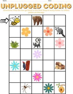 an unplugged sudbing game with animals and flowers