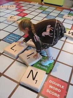 Giant Scrabble Board, Museum Birthday Party, Childrens Museum Ideas, Giant Scrabble, Childrens Museum Exhibits, Museum Education, Scrabble Game, Scrabble Board