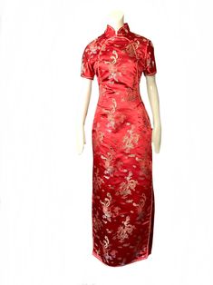 Designed for Asian sizes which could be 1 or 2 smaller than the US sizes; Please refer to the size measurement below before ordering Material: Satin.  Feature: Traditional Cheongsam Style and Chinese Wedding Dresses. Classic Stand mandarin Collar with closure, Chinese button frog closure buttons , Elegant Hemline, Retro Embroidery Dragon and bird Pattern, Slim fitted pencil Dress , two high slits on each side of skirt. Perfect for evening wear or a night out! label : Yi Fang Occasion: Party Dres Tradition Chinese Clothing, Chinese Wedding Dresses, Traditional Cheongsam, Chinese Button, Fitted Pencil Dress, Frog Closure, Retro Embroidery, Chinese Wedding Dress, Chinese Wedding