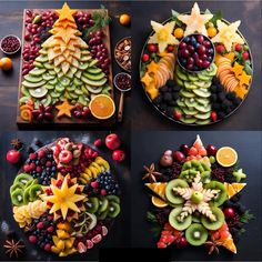 fruit christmas tree platter with oranges and grapes