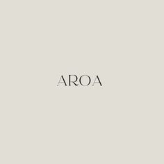 the word aroa written in black on a white background