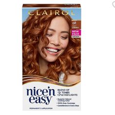 Clairol Nice N Easy Permanent Hair Color Color. #6r Auburn New In Box Auburn Hair Dye, Light Auburn Hair Color, Reddish Brown Hair Color, Clairol Hair, Copper Blonde Hair Color, Easy Hair Color, Light Auburn Hair, Auburn Color, Light Auburn