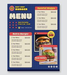 a menu for a burger restaurant