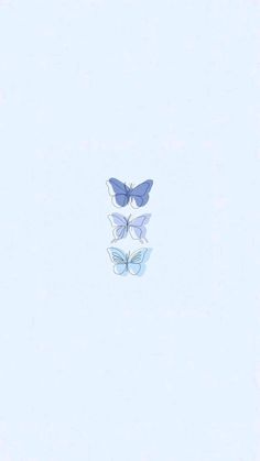 three butterflies floating in the air on a light blue background