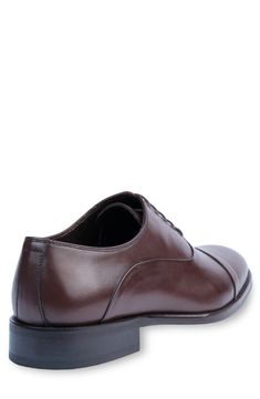 Handmade of smooth leather, this cap-toe dress shoe with a classic oxford silhouette offers a sophisticated, elegant look. Leather upper and lining/synthetic sole Made in Turkey Elegant Look, Dress Shoe, Smooth Leather, Nordstrom Rack, Dark Brown, Dress Shoes, Leather Upper, Oxford, Size 12