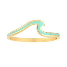 Add a nautical touch to your ensemble with this charming turquoise enamel wave ring by Color Romance. Click on this JEWELRY & WATCHES GUIDE to learn about fit, styles, materials and more! Add a nautical touch to your ensemble with this charming turquoise enamel wave ring by Color Romance. Click on this JEWELRY & WATCHES GUIDE to learn about fit, styles, materials and more! FEATURES Width: 5.3 mm Shank style: straight Band fit: flat Metal: 14k gold Plating: 14k gold Finish: enameled, polished Pac Teal Rings, Beachy Jewelry, Wave Ring, Rings Statement, Gold Plating, Gold Finish, Gender Female, Statement Rings, Jewelry Watches