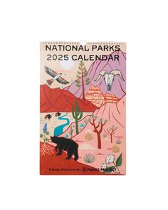 the national parks calendar is shown with an image of a black bear and cactus trees