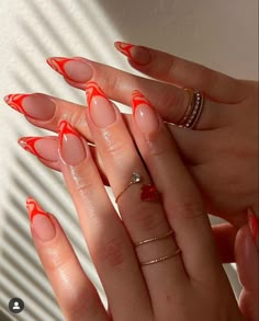 Unghie Sfumate, Nagel Tips, Her Nails, Fake Nails With Glue, Orange Nails, Funky Nails, Pretty Acrylic Nails, Nail Arts, Best Acrylic Nails