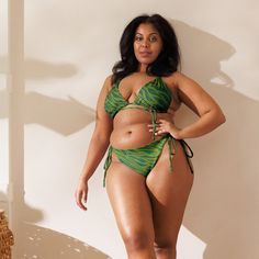 Shop our trendy Triangle Swimsuit Bikini Set, featuring an ethnic print. Made with soft and stretchy recycled material, this green two piece bathing suit offers ultimate comfort and a flattering fit. With UPF 50+ protection, you can soak up the sun worry-free. The bikini top features removable padding for customized support. Plus, the versatile design allows you to tie and style it in multiple ways, perfect for any beach or pool occasion. Available in sizes from 2XS up to 6XL, this cute bikini set ensures a fabulous look for all body types. Get yours now and make a splash this summer! HOW TO CARE FOR YOUR BIKINI After each use, make sure to thoroughly rinse off your bikini to remove chlorine and salt residue. For a deeper clean, machine wash it cold with like colors, but remember to avoid Vacation Swimwear, Swimsuit Green, Green Triangle, High Waisted Bathing Suits, Triangle Swimsuit, Swimsuits For Women, Seductive Clothes, Green Swimsuit, Plus Size Summer