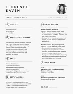 Event Coordinator Resume Template Visme History Projects, Event Coordinator, Event Planning, Budgeting, How To Plan