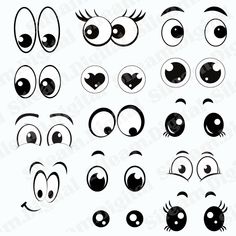 cartoon eyes with different shapes and sizes