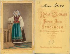 an old postcard shows a woman in traditional clothing, with the caption's name on it