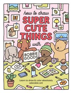 a children's coloring book with teddy bears and other things on the table in front of it