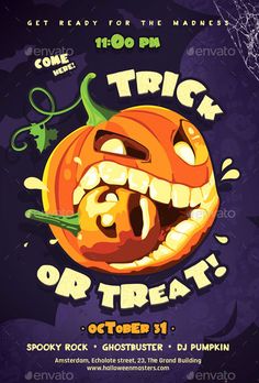 halloween party flyer template with pumpkin