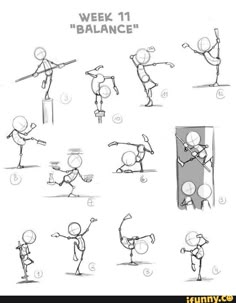 a cartoon character doing different poses for the balance and flexibility exercise, with text above it