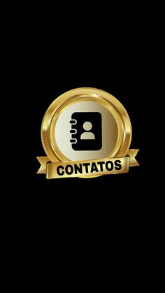 a golden badge with the word contatos written on it and a black background