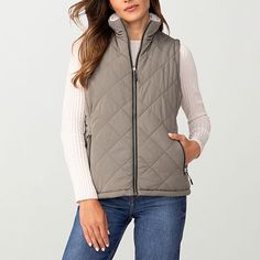 This Free Country women's reversible fleece vest is a cozy layering style for cold weather days. Made from a quilted blend that's water and wind-resistant, this sleeveless zip jacket also has a plush fleece side that can be worn as the outer as well. This lined midweight style comes complete with zip pockets - wear it over a fitted long-sleeve layer with jeans. Features: Reversible, Water Resistant, Wind ResistantClosure Type: ZipperPockets: 2 Front Zip PocketsWarmth Factor: MidweightApparel Len Layering Style, Long Sleeve Layer, Country Women, Reversible Vest, Layered Fashion, Under Dress, Sports Blazer, Fleece Vest, Cashmere Coat