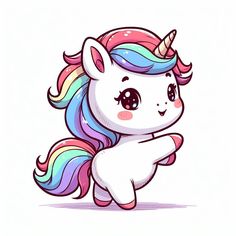 a cute little unicorn with a rainbow mane