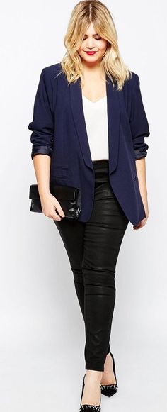 Curvy petite. Not plus but not thin, and on the shorter end. - Album on Imgur Moda Casual Chic, Blazer Plus Size, Style Casual Chic, Look Plus Size, Dresses Casual Winter, Blazer Outfit, Winter Outfits For Work