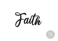 the word faith written in black ink