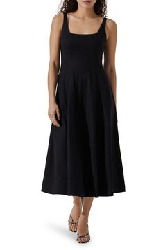 ASTR the Label Square Neck Midi Dress | Nordstrom Black Square Neckline Dress, Square Neck Wedding Guest Dress, Square Neckline Dress, Square Neck Midi Dress, Squared Neckline, Neckline Dress, Astr The Label, Black Square, Square Necklines