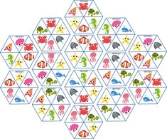 an image of different types of animals in the shape of hexagons